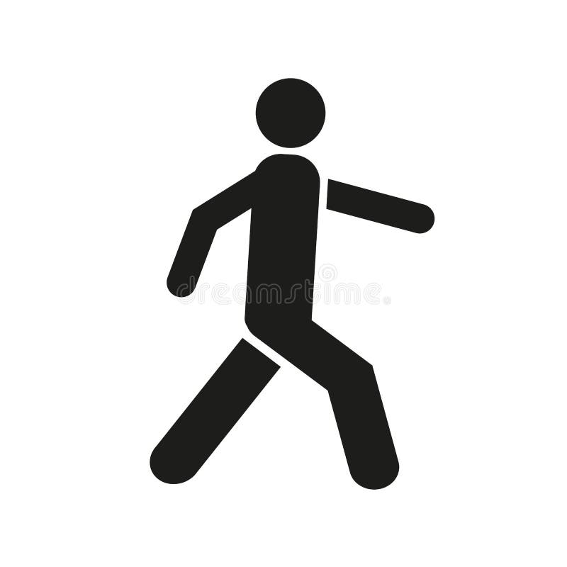 Mannwegikone Gehende Mannvektorikone Leuteweg-Zeichenillustration Fußgängervektorzeichensymbol auf weißem Hintergrund