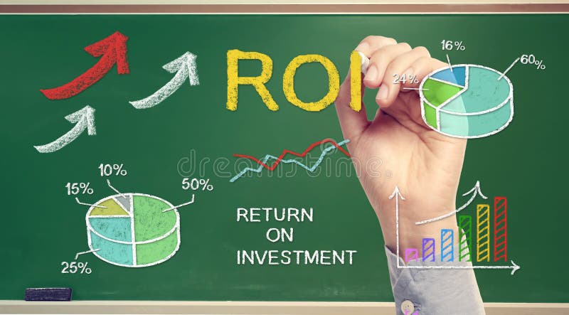 Mano che disegna ROI (ritorno su investimento) immagine stock libera da diritti Mano che disegna ROI (ritorno su investimento) immagine stock libera da diritti