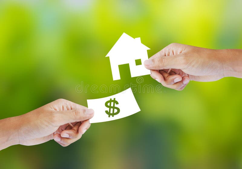 Hand with paper money and house shape. new house buy concept. Hand with paper money and house shape. new house buy concept