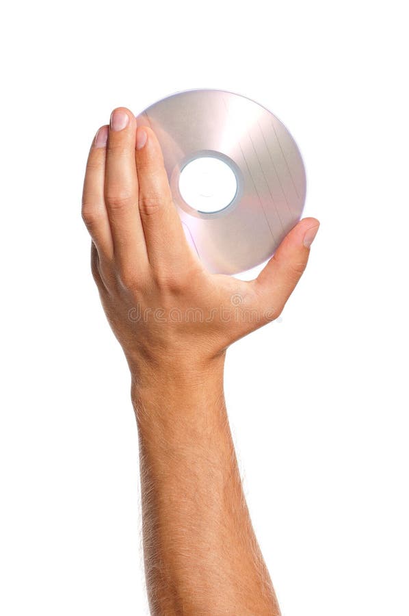 Mano con il compact disc fotografia stock Mano con il compact disc fotografia stock