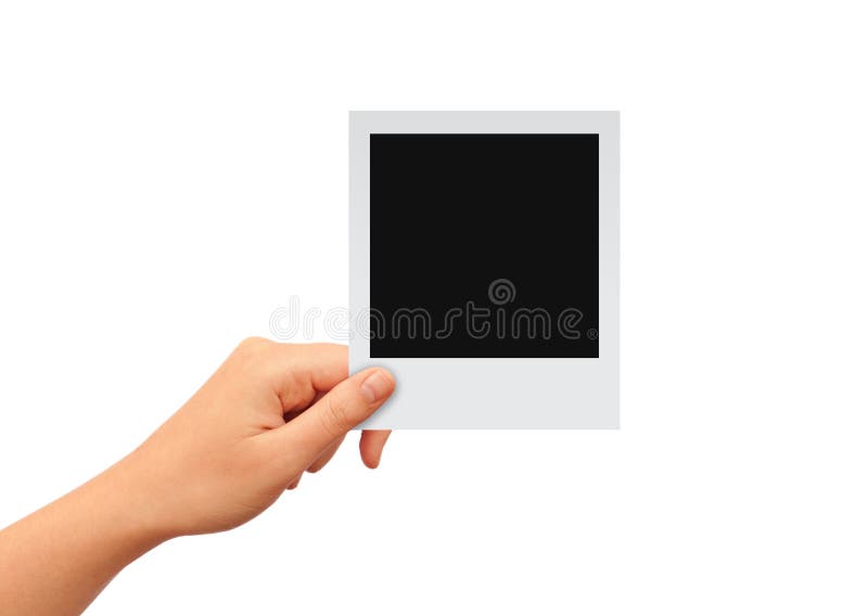Mano con la carta in bianco della foto fotografie stock libere da diritti Mano con la carta in bianco della foto fotografie stock libere da diritti