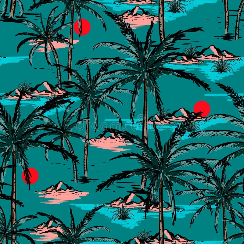 Mano de moda dibujada y línea isla del verano del bosquejo, playa y palma libre illustration Mano de moda dibujada y línea isla del verano del bosquejo, playa y palma libre illustration