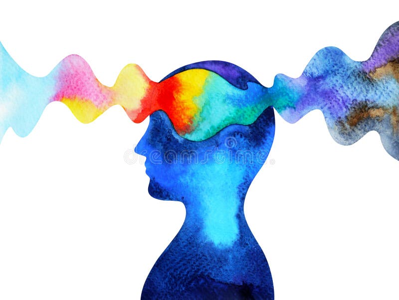 Mano de pensamiento principal humana del diseño del ejemplo de la pintura de la acuarela del extracto de la inspiración del poder libre illustration