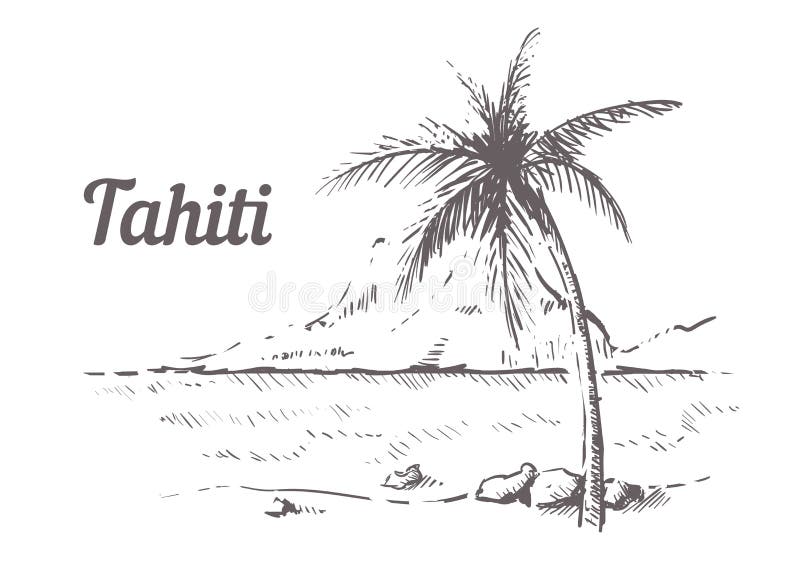 Mano de Tahití del Palm Beach dibujada Ejemplo del vector del bosquejo de Tahití libre illustration Mano de Tahití del Palm Beach dibujada Ejemplo del vector del bosquejo de Tahití libre illustration