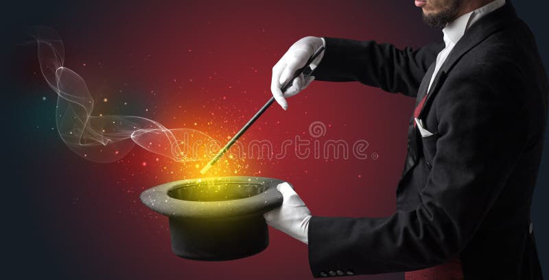 Mano del ilusionista que hace truco con la vara imagenes de archivo Mano del ilusionista que hace truco con la vara imagenes de archivo