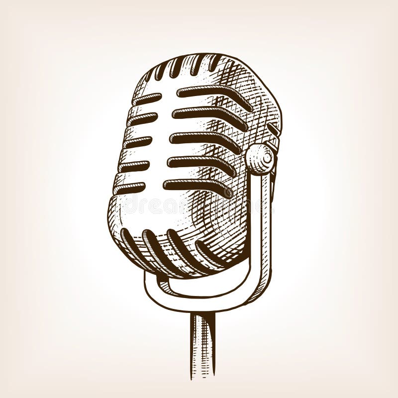 Mano del micrófono del vintage dibujada grabando vector libre illustration Mano del micrófono del vintage dibujada grabando vector libre illustration