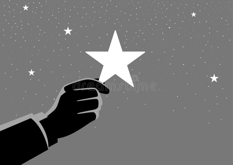 Mano dell'uomo d'affari che prende una stella illustrazione di stock