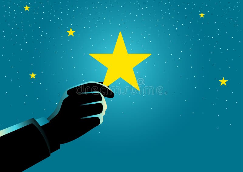 Mano dell'uomo d'affari che prende una stella royalty illustrazione gratis