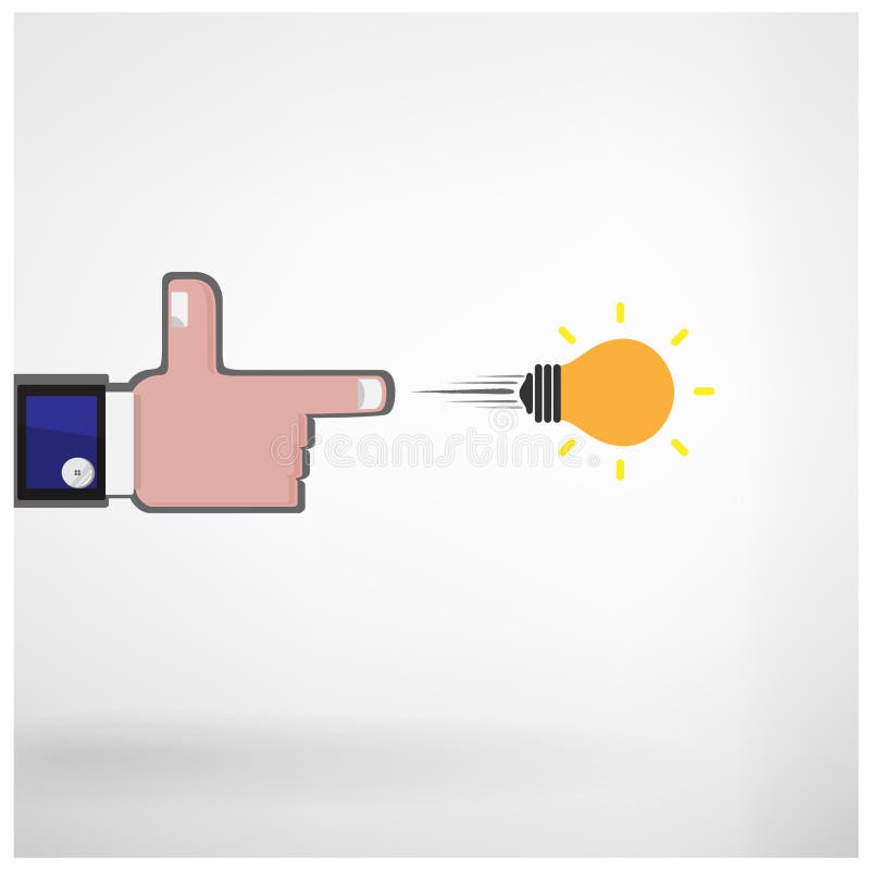 Mano dell'uomo d'affari che spara concetto creativo della lampadina illustrazione vettoriale