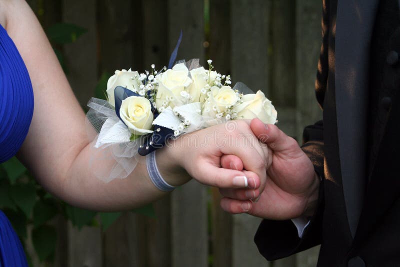 Mano della holding con il Corsage della manopola immagini stock Mano della holding con il Corsage della manopola immagini stock