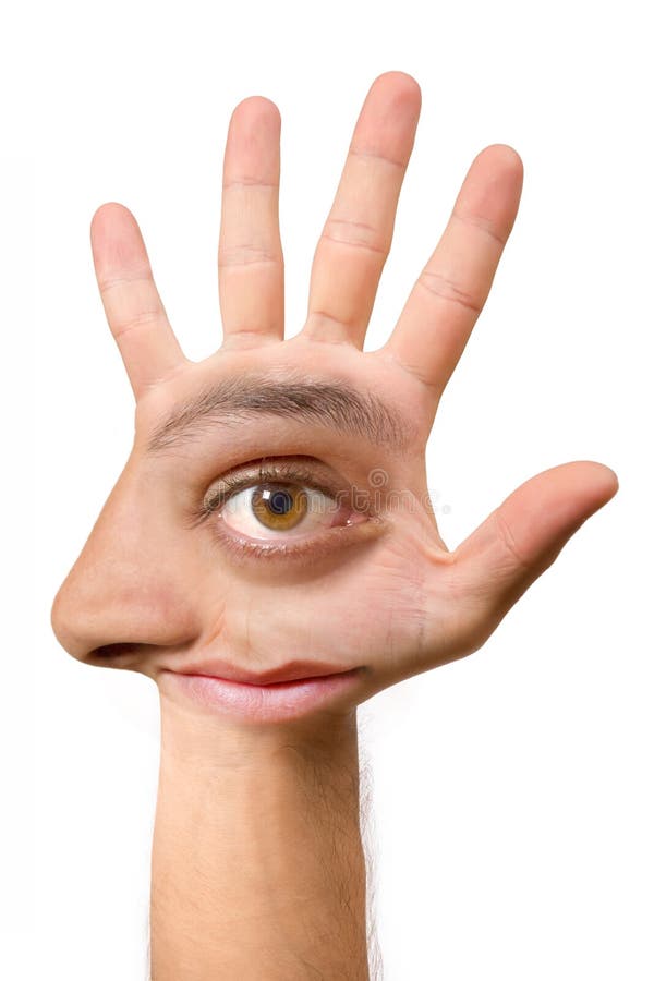 Very ugly face and comical create with the hand with an eye, an ear, the nose, the mouth and a foot. Very ugly face and comical create with the hand with an eye, an ear, the nose, the mouth and a foot