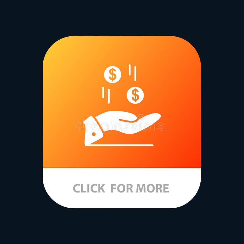 Mano, dólar, dinero, moneda, botón móvil del App de la caridad Android y versión del Glyph del IOS ilustración del vector Mano, dólar, dinero, moneda, botón móvil del App de la caridad Android y versión del Glyph del IOS ilustración del vector