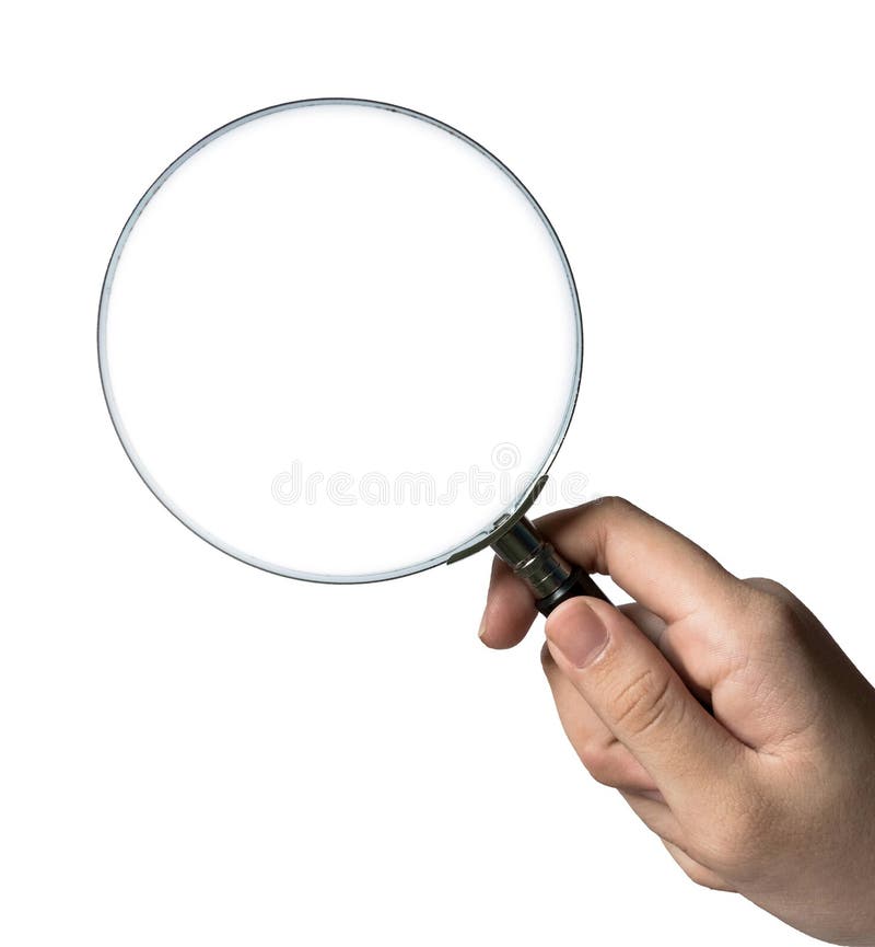 Mano facendo uso della lente d'ingrandimento fotografia stock Mano facendo uso della lente d'ingrandimento fotografia stock