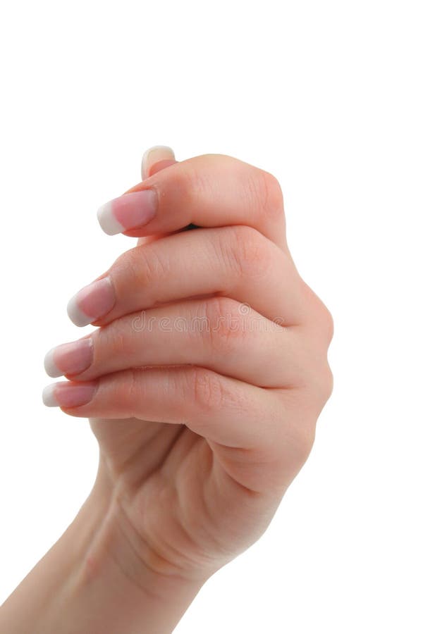 Mano femminile che tiene oggetto invisibile fotografie stock libere da diritti