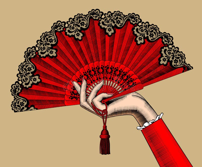 Mano femminile con il fan aperto di rosso royalty illustrazione gratis Mano femminile con il fan aperto di rosso royalty illustrazione gratis