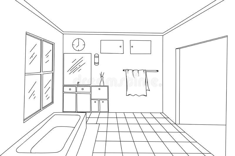 Mano interna del bagno che attinge un bianco illustrazione vettoriale Mano interna del bagno che attinge un bianco illustrazione vettoriale
