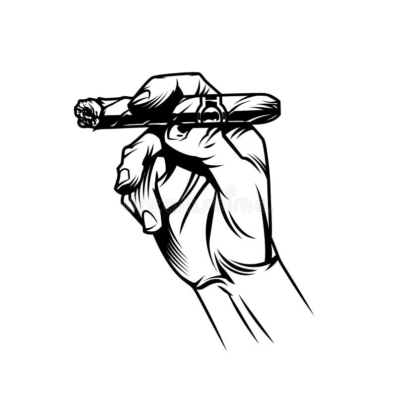 Mano maschio che tiene sigaro cubano bruciante royalty illustrazione gratis