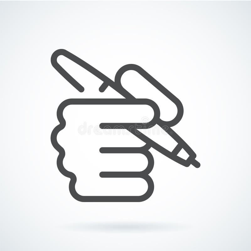 Mano piana nera dell'icona di un essere umano con una penna royalty illustrazione gratis Mano piana nera dell'icona di un essere umano con una penna royalty illustrazione gratis