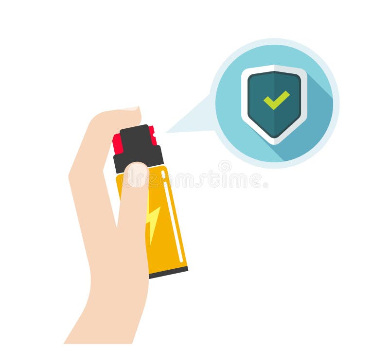 Mano que celebra el ejemplo del vector del espray de la autodefensa, botella plana de la pimienta stock de ilustración Mano que celebra el ejemplo del vector del espray de la autodefensa, botella plana de la pimienta stock de ilustración