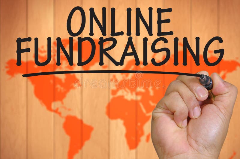 Mano que escribe en línea fundraising imagen de archivo libre de regalías Mano que escribe en línea fundraising imagen de archivo libre de regalías