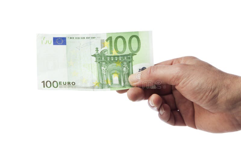 Mano que lleva a cabo cientos cuentas del euro foto de archivo libre de regalías Mano que lleva a cabo cientos cuentas del euro foto de archivo libre de regalías