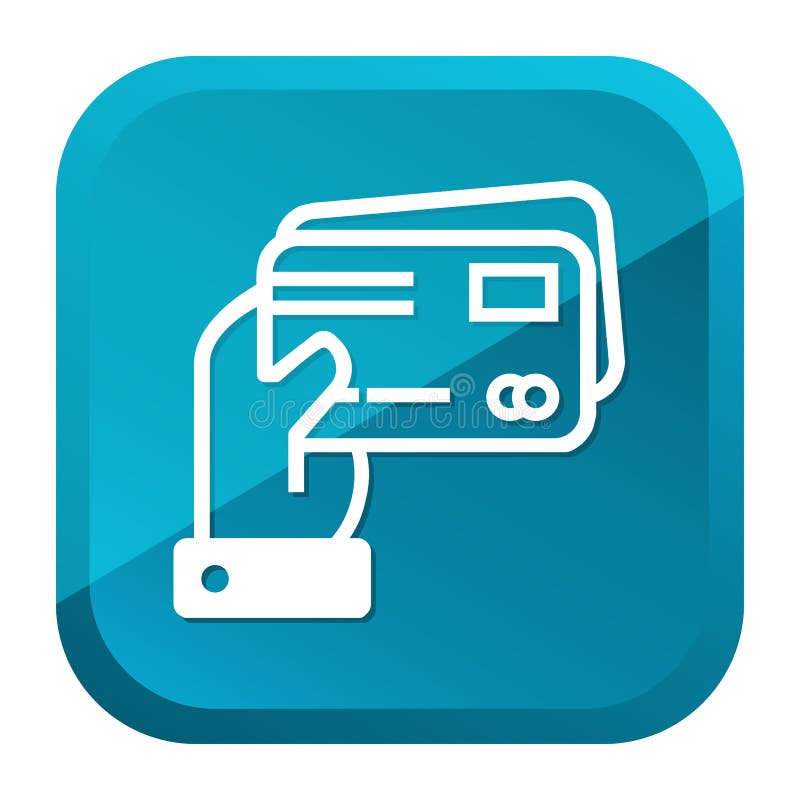 mano que lleva a cabo el icono de las tarjetas de cr?dito Bot?n azul Vector Eps10 stock de ilustración mano que lleva a cabo el icono de las tarjetas de cr?dito Bot?n azul Vector Eps10 stock de ilustración