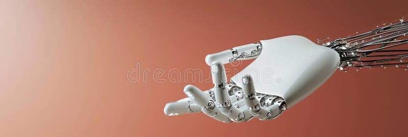 Mano robotica con intricato gradiente di cablaggio in background robotico avanzato e tecnologia ai illustrazione di stock