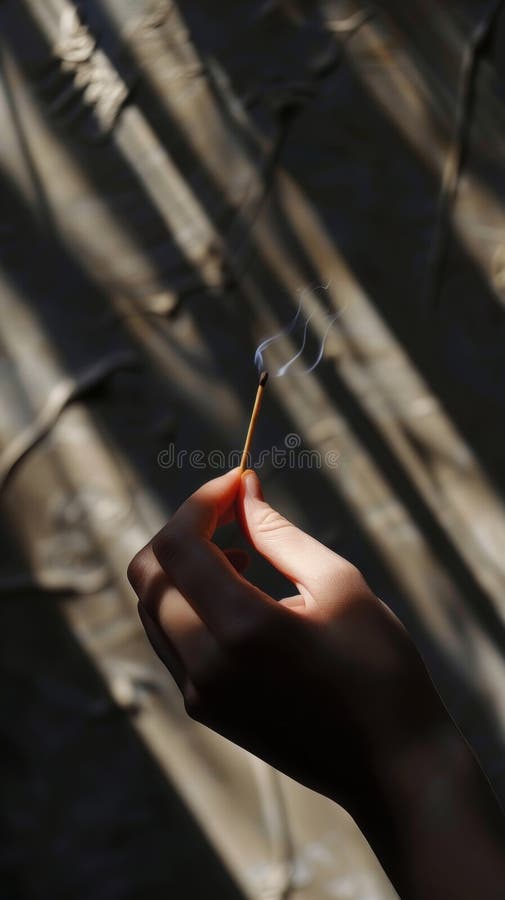 Mano sujetando un bastón de fumar con fondo sombreado ilustración del vector