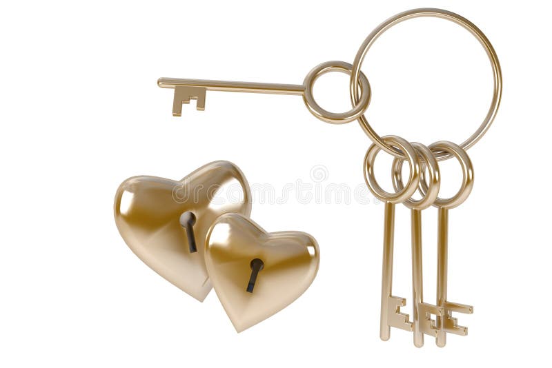 Manojo de llaves al corazón, concepto amor ilustración del vector