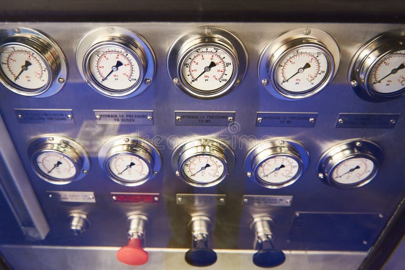 Manometers in Liquid for Measuring Pressure in Hydraulic System Stock Photo Image of