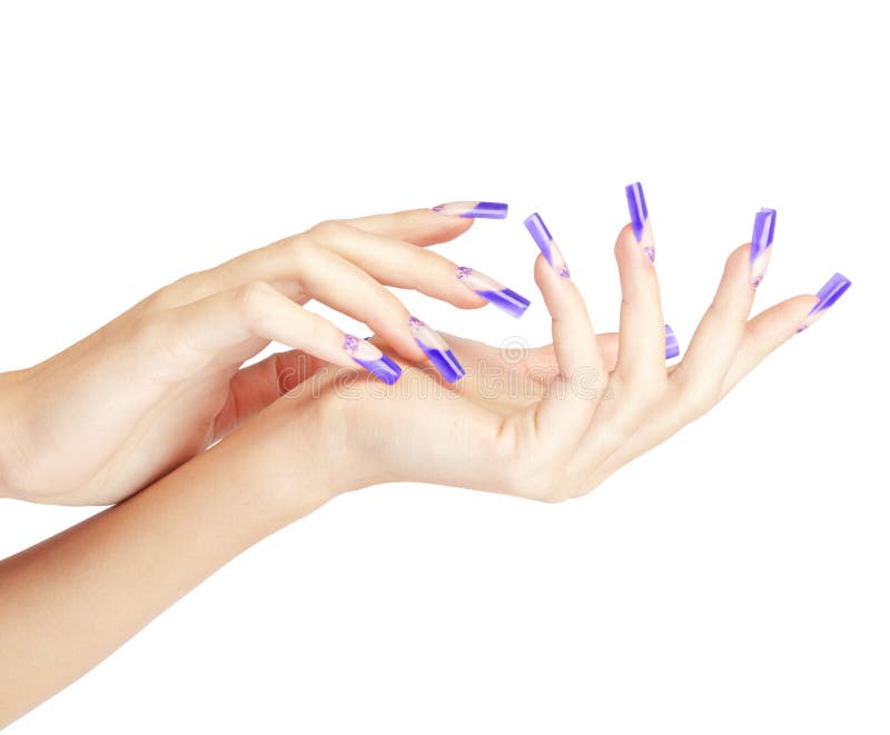 Manos Con Manicura Y Pintura De Uñas Acrílicas Azules Francesas Foto de  archivo - Imagen de crecimiento, hermoso: 202820952