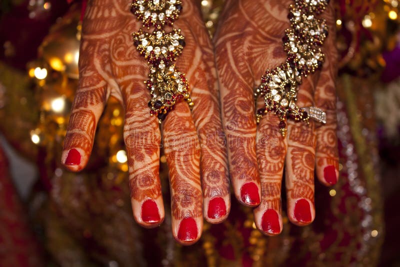 Indian wedding hands with henna. Indian wedding hands with henna