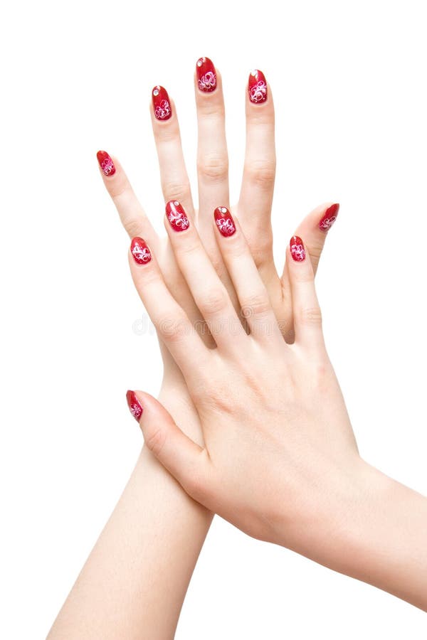 Woman hands with painted nails. Isolated on white. Woman hands with painted nails. Isolated on white.