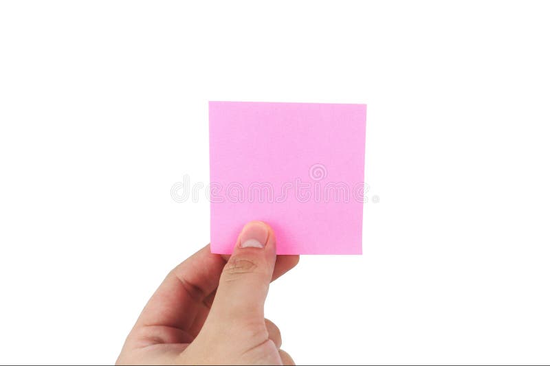 Manos humanas del hombre que llevan a cabo notas pegajosas foto de archivo libre de regalías Manos humanas del hombre que llevan a cabo notas pegajosas foto de archivo libre de regalías