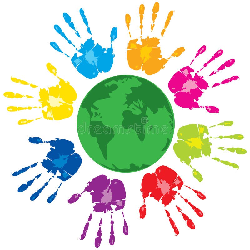 Manos humanas y planeta verde libre illustration Manos humanas y planeta verde libre illustration