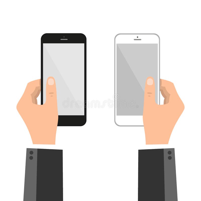 Manos que doblan el teléfono elegante y la pantalla táctil - plantilla del vector libre illustration Manos que doblan el teléfono elegante y la pantalla táctil - plantilla del vector libre illustration