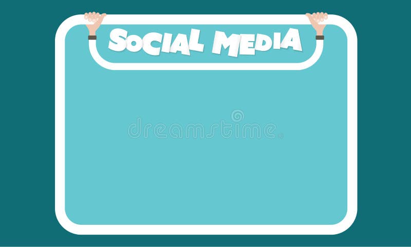 Cuadro de texto blanco para su texto Manos que llevan a cabo la inscripción: medios sociales