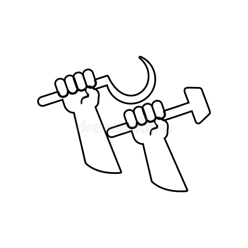 Manos que llevan a cabo una hoz y un icono del martillo Elemento del capitalismo del comunismo para el concepto y el icono m?vile ilustración del vector Manos que llevan a cabo una hoz y un icono del martillo Elemento del capitalismo del comunismo para el concepto y el icono m?vile ilustración del vector