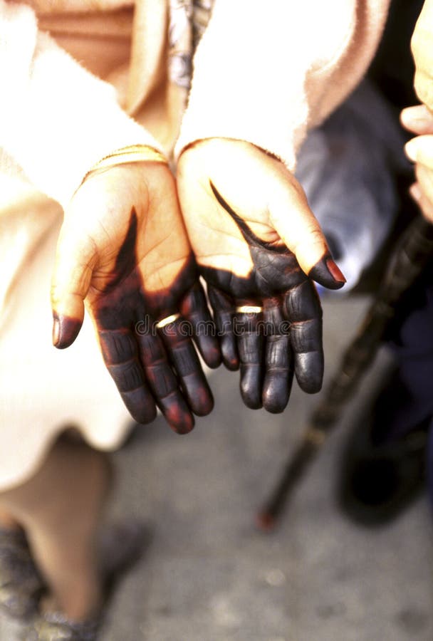 Henna stained hands of Tunisian woman in the capital city of Tunis- Tunisia. Henna stained hands of Tunisian woman in the capital city of Tunis- Tunisia