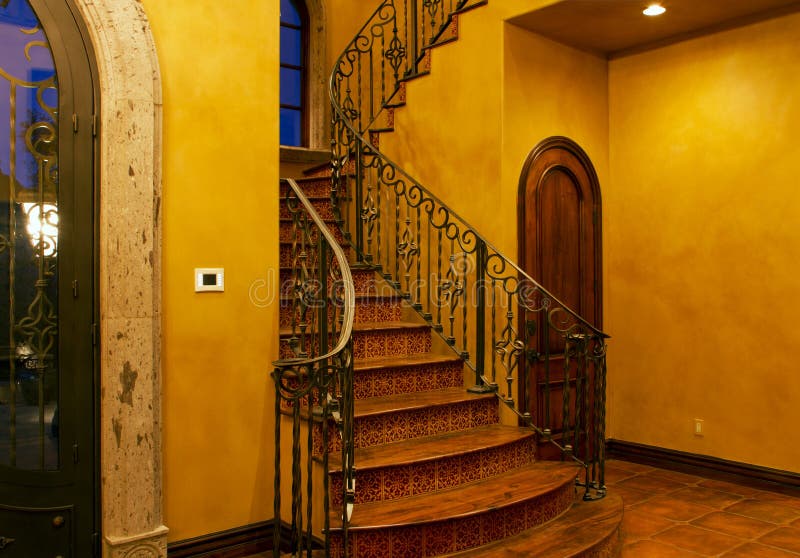 Mansion home interior front stairway entrance stock image Mansion home interior front stairway entrance stock image