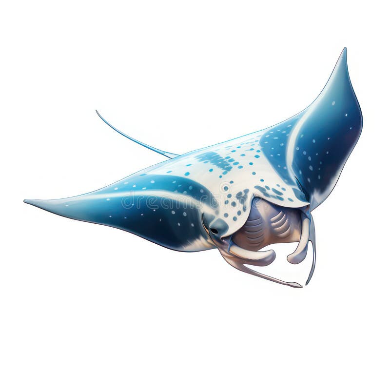 Manta Ray Isolated on White Created with Generative AI Stock Image