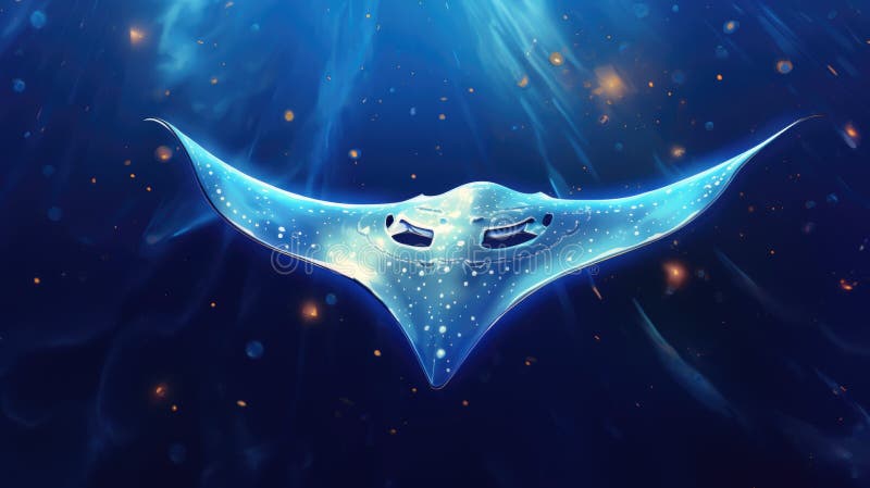 A Manta Ray Swimming in the Ocean Stock Illustration - Illustration of