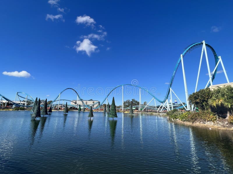 Manta Roller Coaster at SeaWorld Orlando in Florida Editorial Stock
