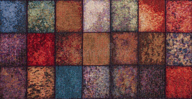 Manteles de tela a cuadros con multitud de colores. Manteles de tela a cuadros con una textura de múltiples colores