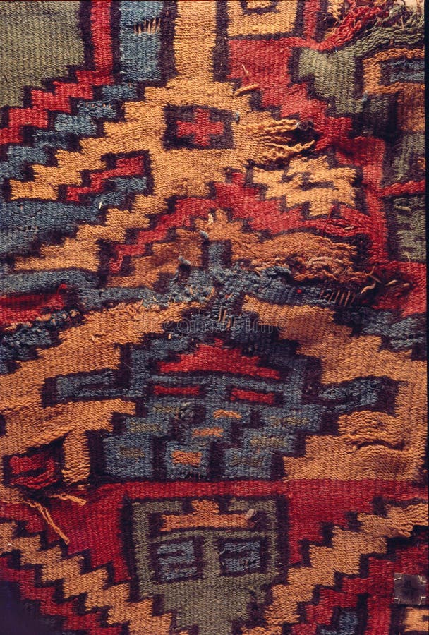 Mantelli di paracas tessile 'nazca peru cultura', con tessitrici enormi a partire dall'anno 700 bc 200 e con figure mitologiche ri