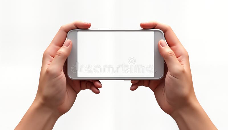 Mantener el smartphone con pantalla en blanco. dispositivo moderno. comunicación digital. pantalla en blanco lista para contenido. libre illustration