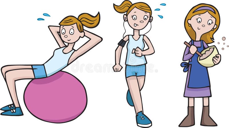 Mantenha desenhos animados da mãe do ajuste e do cozimento ilustração stock Mantenha desenhos animados da mãe do ajuste e do cozimento ilustração stock