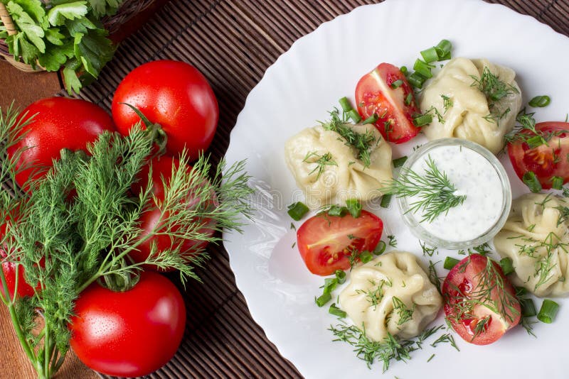 Manty mit Fleisch stockbilder Manty mit Fleisch stockbilder