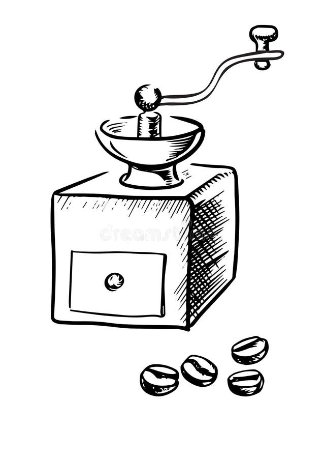 Premium Vector  Hand sketch drawing manual coffee grinder