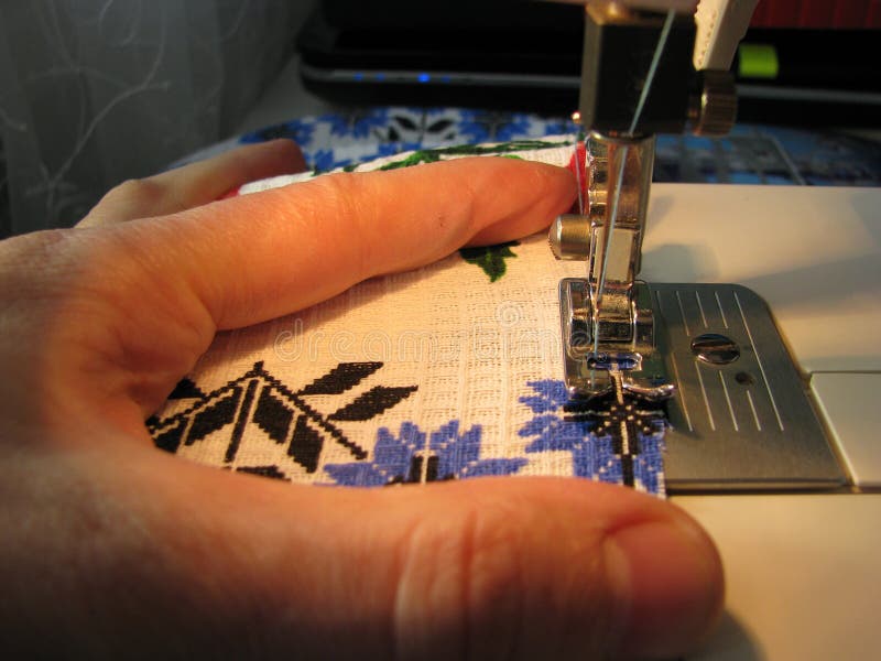 Manual Sewing on the Machine. Stock Photo Image of dress, embroidery